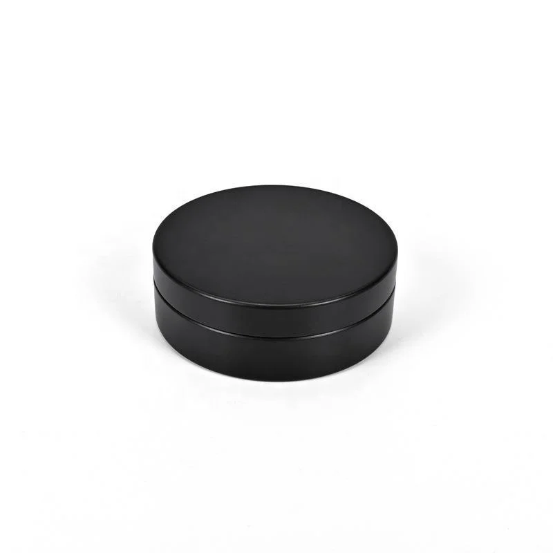 100ml matte black small round tin box for shoe polish packaging aluminum tea tin with snap on lids