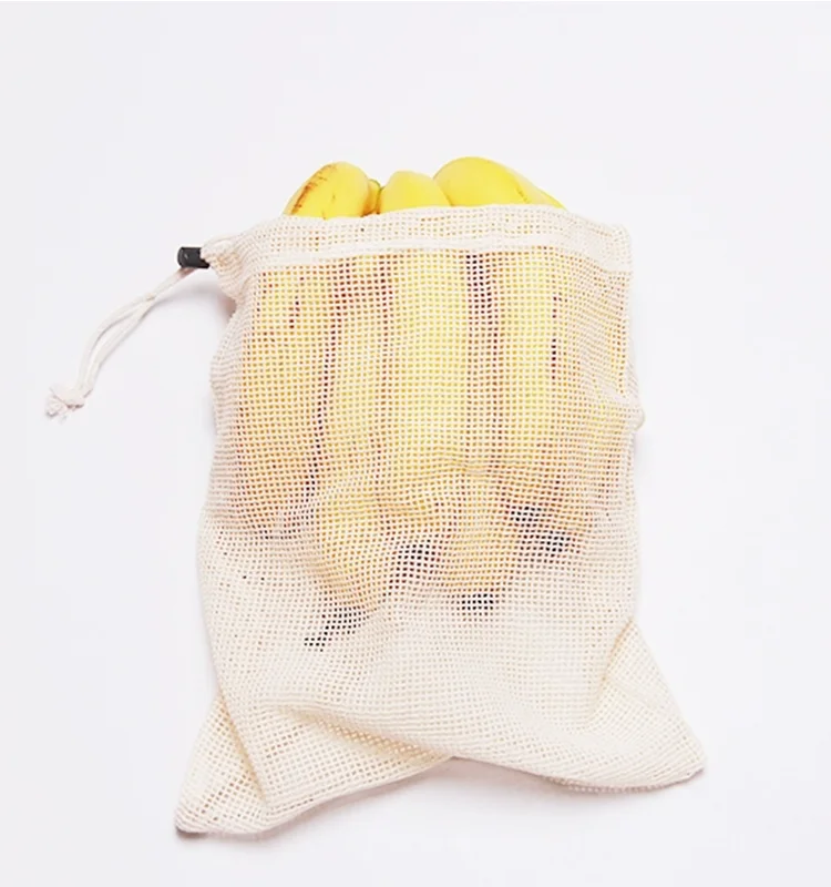 Reusable Storage Vegetable Fruit Pouch Shopping Grocery Bag Biodegradable Organic Cotton Mesh Bags
