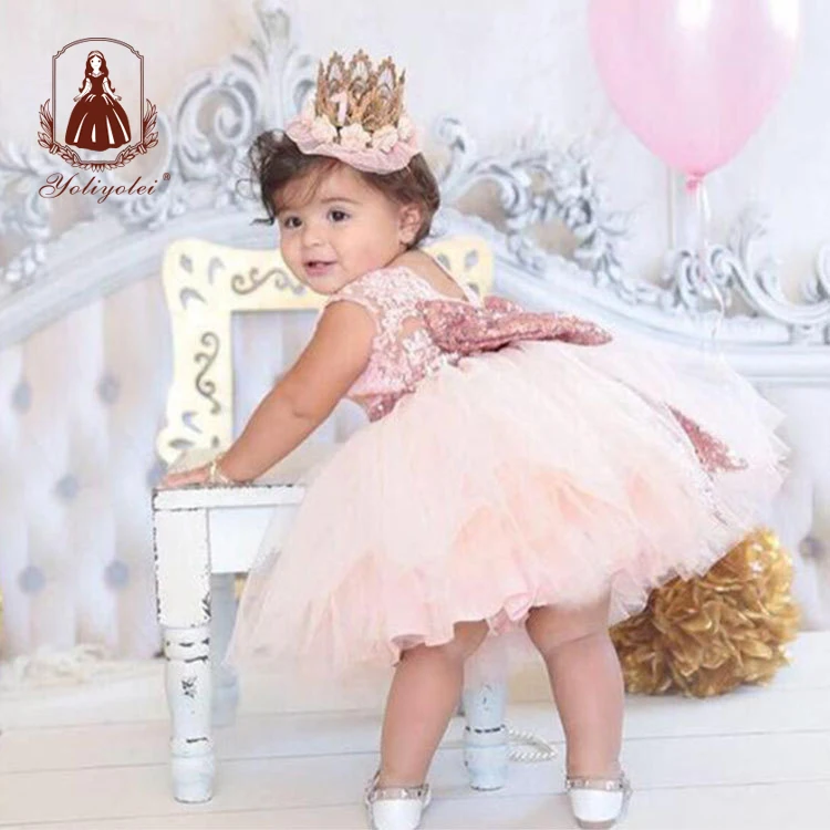 Pink Fitted Fitted Sleeveless Spark Sequin Wedding Flower Girl Dresses