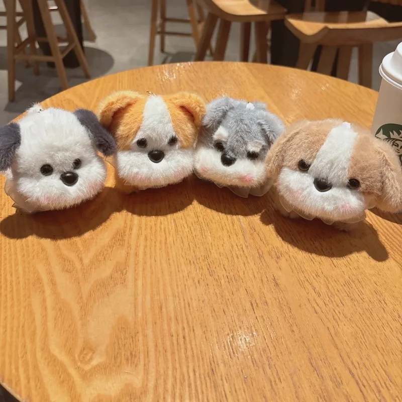 Cartoon plush small milk dog key chain cute soft figure key chain keyring Pulling little dog plush toys Couple Bag pendant