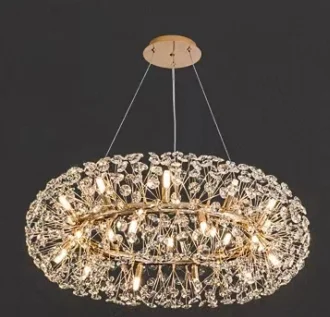 Home decor designers led Liangte nordic modern hanging lamps living room large round gold k9 crystal chandelier