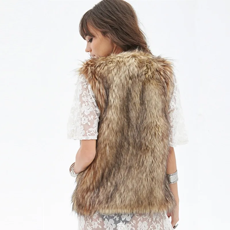 Most Cheapest European American Popular Fake Fur Coat Raccoon Fur Vest Women Faux Raccoon Fur Vest