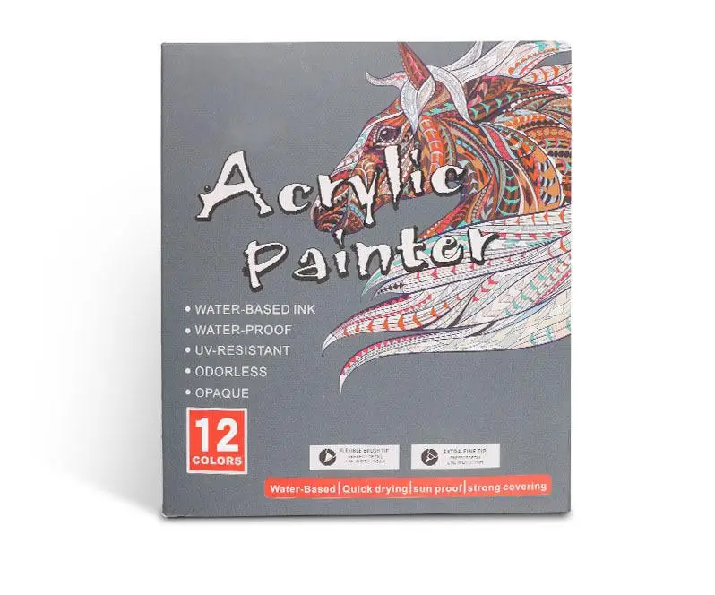 Manufacturer Wholesale Double-headed Acrylic Marker Soft Brush Waterproof DIY Student Painting Pen Graffiti 24 Color Marker Pen