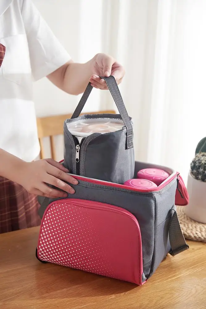 
Outdoor Picnic School Kids Meal Container SS Lunch Box Water Bottle Reusable Cooler Thermal Lunch Bag 