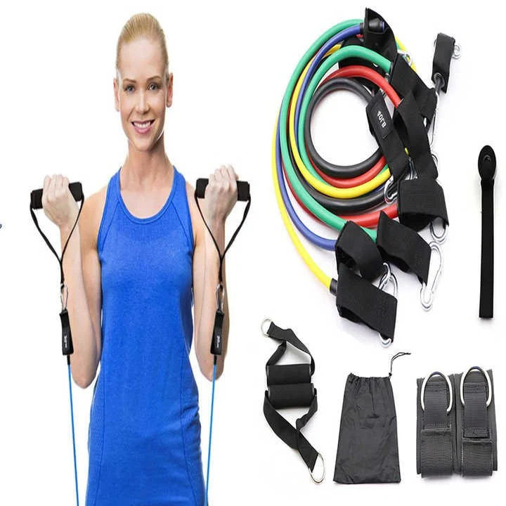 11Pcs Set Muscle Strength Training Resistance Band Home Pull Rope Yoga Exercise Bands Workout Elastic Bands Fitness Equipment
