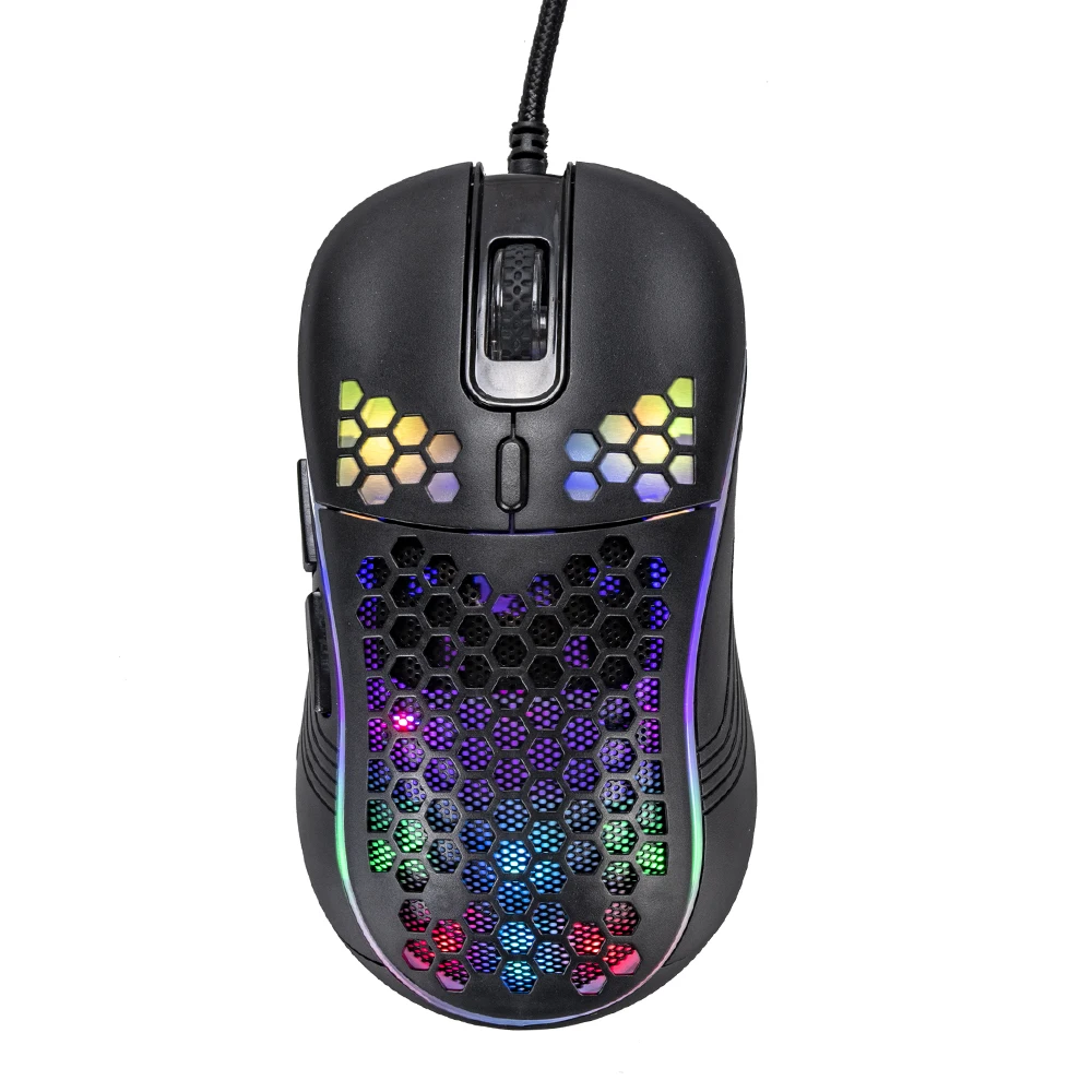 OEM ODM RGB Проводная легкая сотовая 10000 точек/дюйм программируемая 6D Кнопка IC3325 черная игровая мышь для геймеров