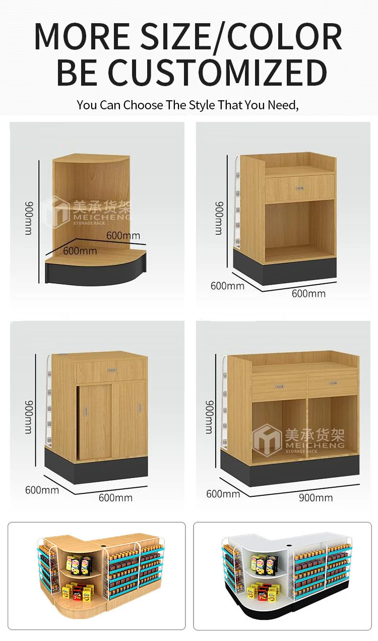 Meicheng Supermarket Checkout Systems Cashier Counter Display Store Counter Checkout