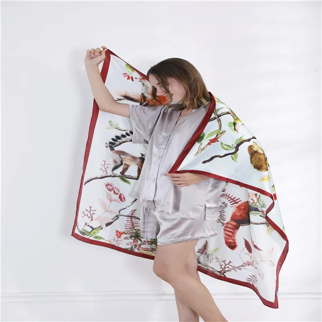 2022 новый дизайн роскошный индивидуальный узор 100% шарф из чистого шелка тутового шелкопряда