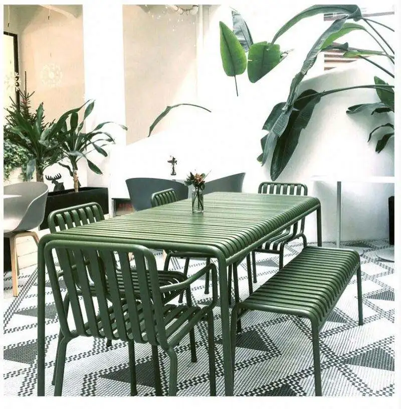 southeast asia japan chinese cafe cake shop green outside table chair set dining room furniture recycled pine