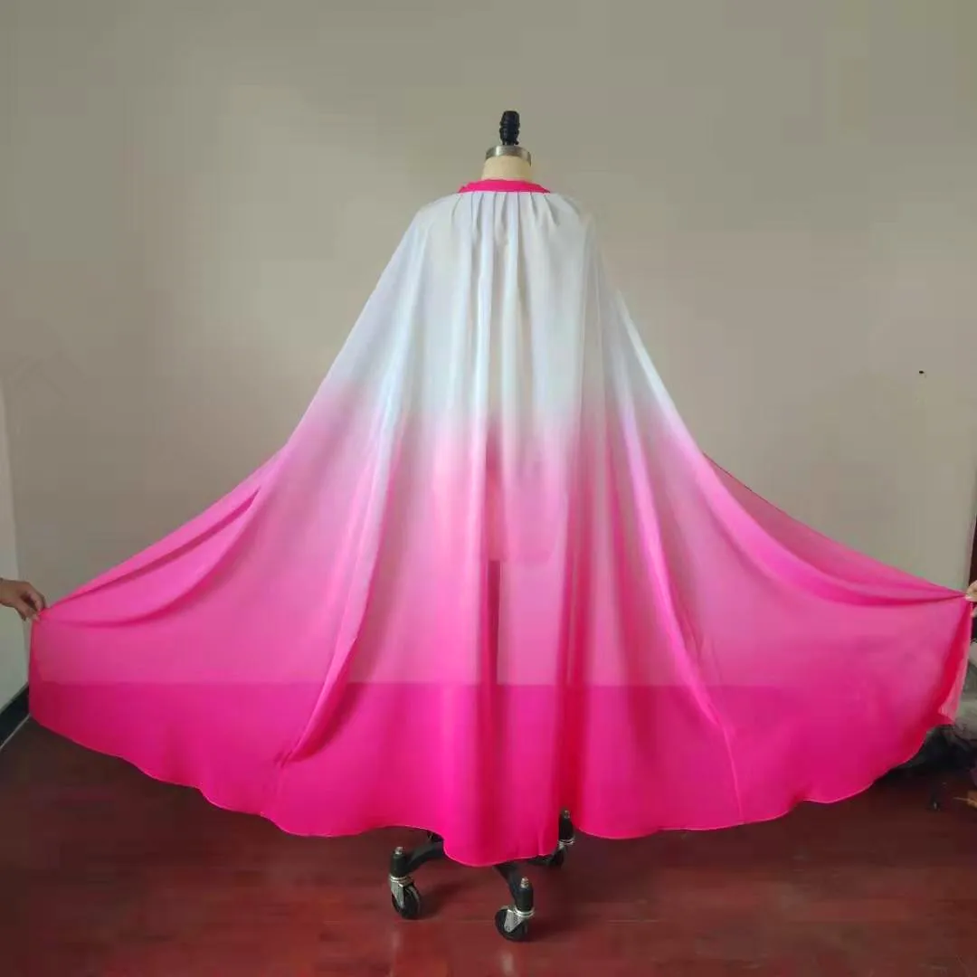 Elegant chiffon hooded shawl gradient graceful cloak stage drama performance clothing ancient costume Chinese clothing group act