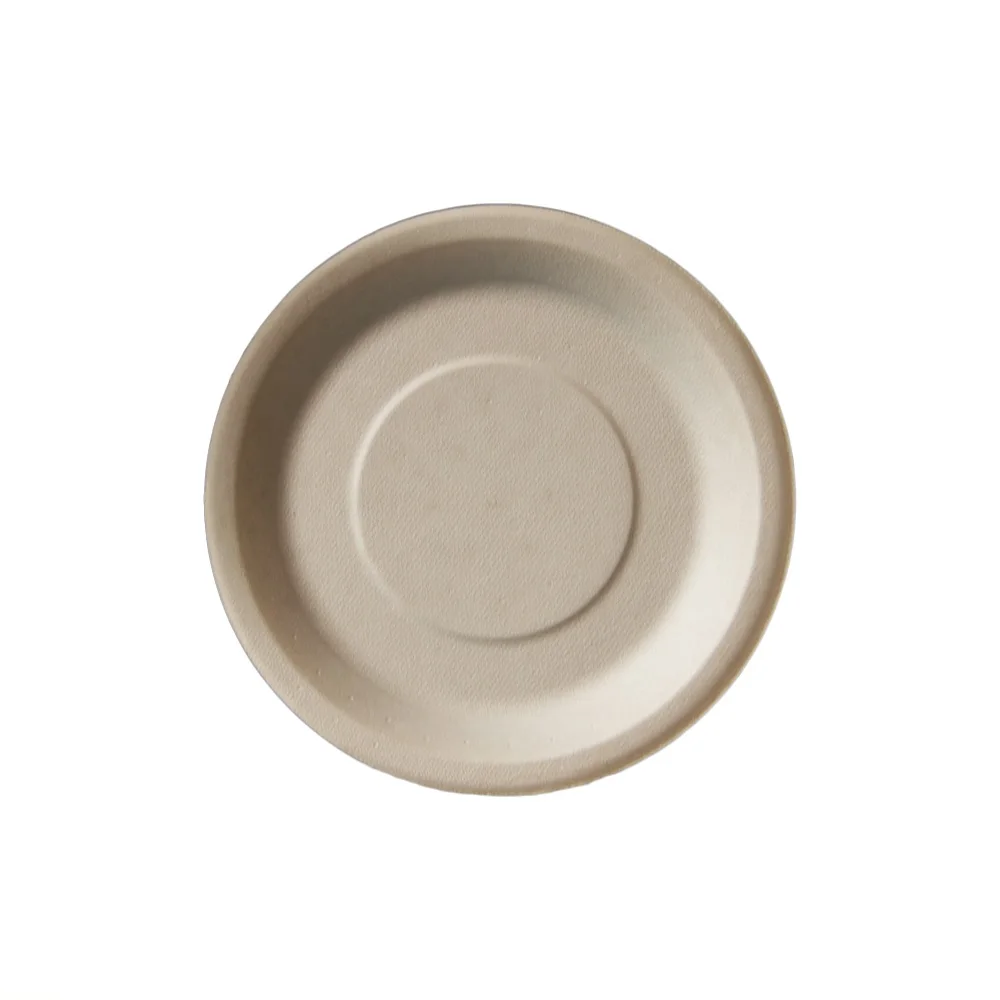 
Disposable Biodegradable Bamboo Fiber 6' Round Plate Lunch Pulp Tray 