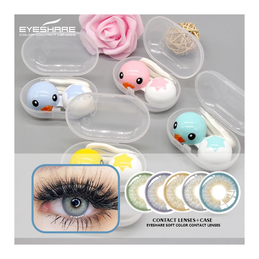 Eyeshare Custom Practical Color Contact Lens Case Manually Contact Lenses Case Cleaner Colored Contact Lens  Tweezer Accessories