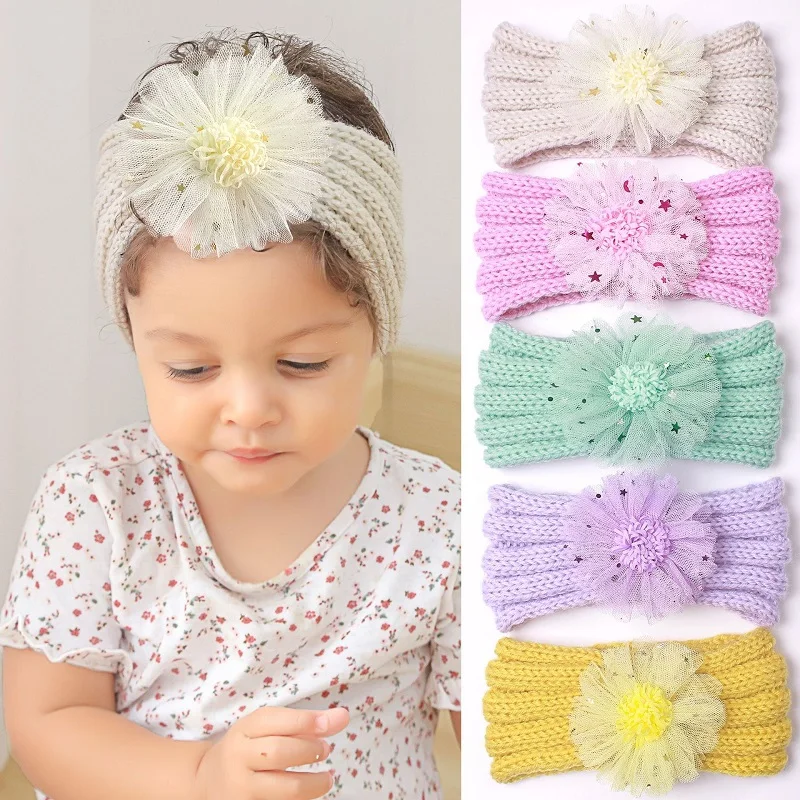 Nylon Baby Head Bow Hairbands Hair Bow Elastics Head Bands Hair Accessories for Baby Girls Newborn Infant Toddlers Kids
