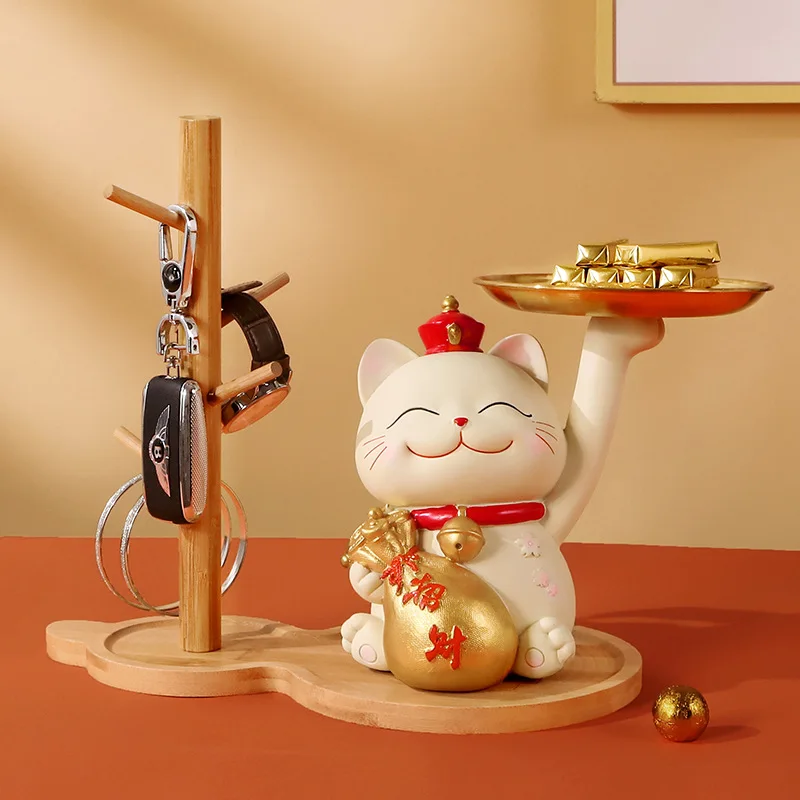 Wholesale creative cartoon fortune cat big mouth cat storage tray ornaments porch desktop home decoration crafts