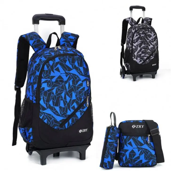 Junior High School Student Trolley Bag 6-9 Grade Six-wheel Climbing Stairs Detachable Trolley Backpack