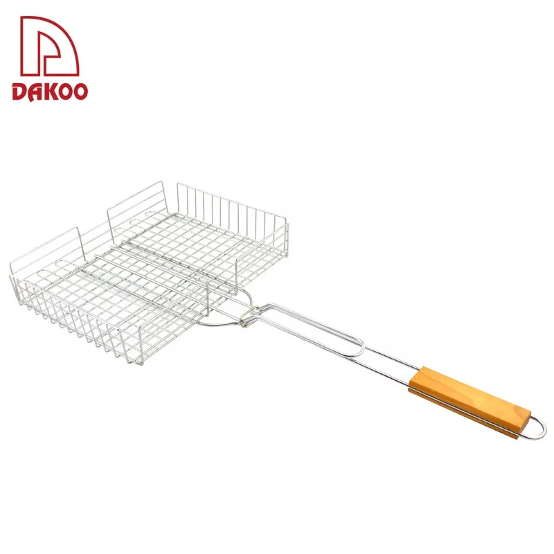 High-grade wire mesh clamp Stainless Steel BBQ Mesh Baskets Barbecue Tools Grill Net
