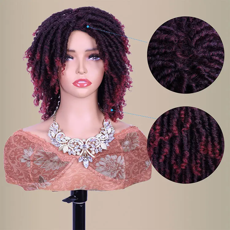 FH cheap short afro wave synthetic braiding crochet hair wigs extensions vendor for women