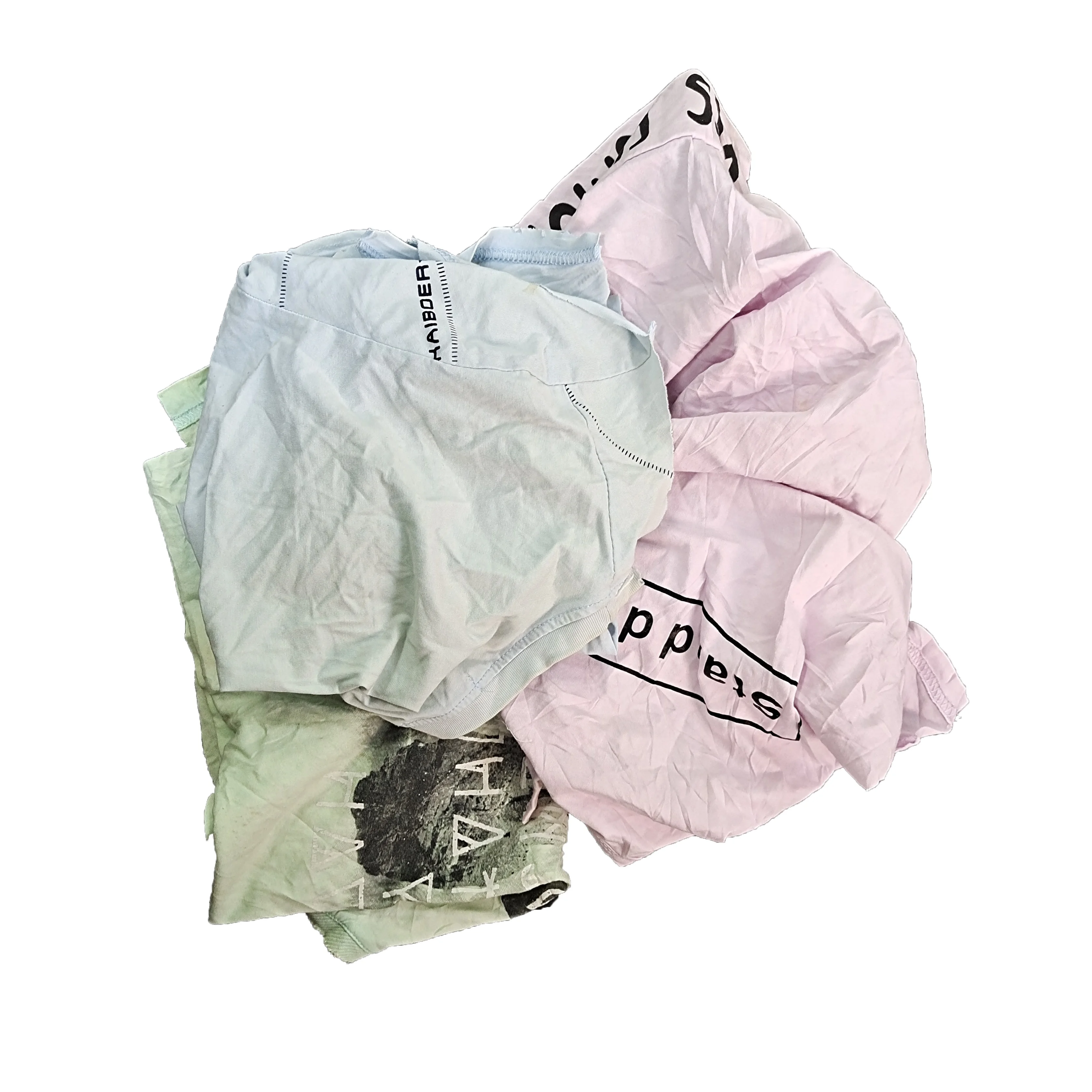 Использованные 85% хлопковые светлые разноцветные тряпки для футболок с принтом промышленной