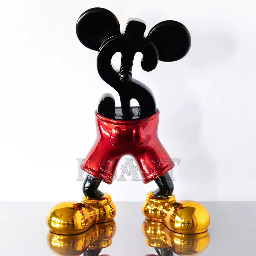 Pop Art electroplate Mickey Mouse Sculpture Million-Dollar Resin Statue for Home Office Store Decorative Craft Use