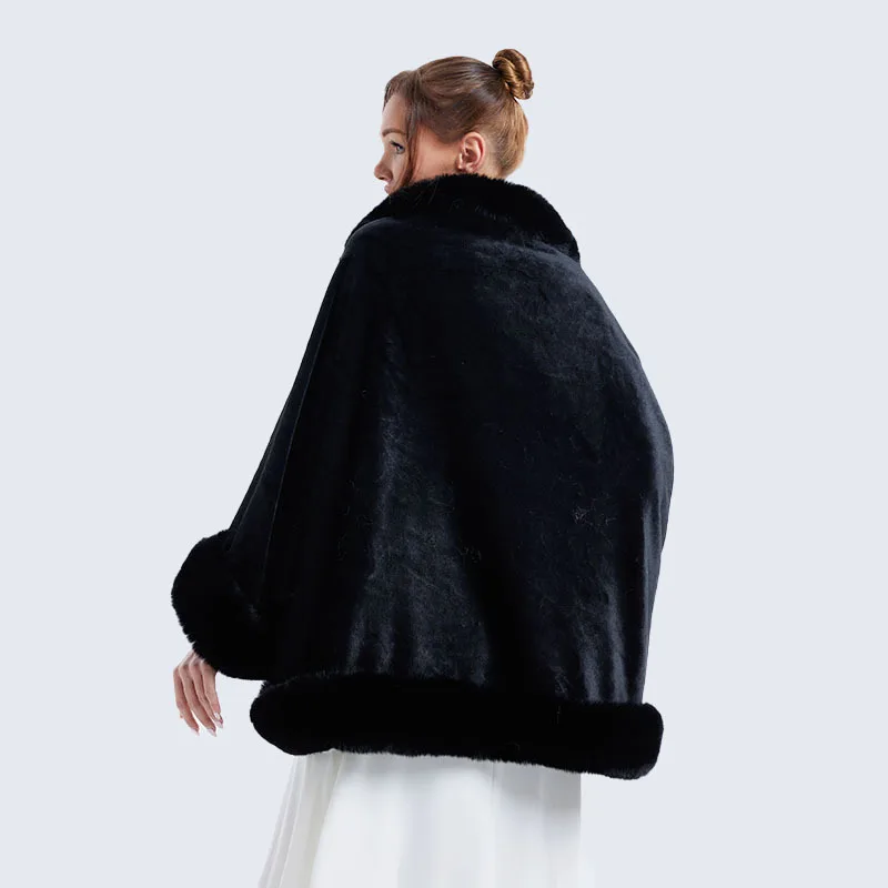 Plush Shawl Solid with Sleeve  Color fur Shawl Faux Fur Shawl Wrap Stole Shrug Bridal Winter Wedding with Hook