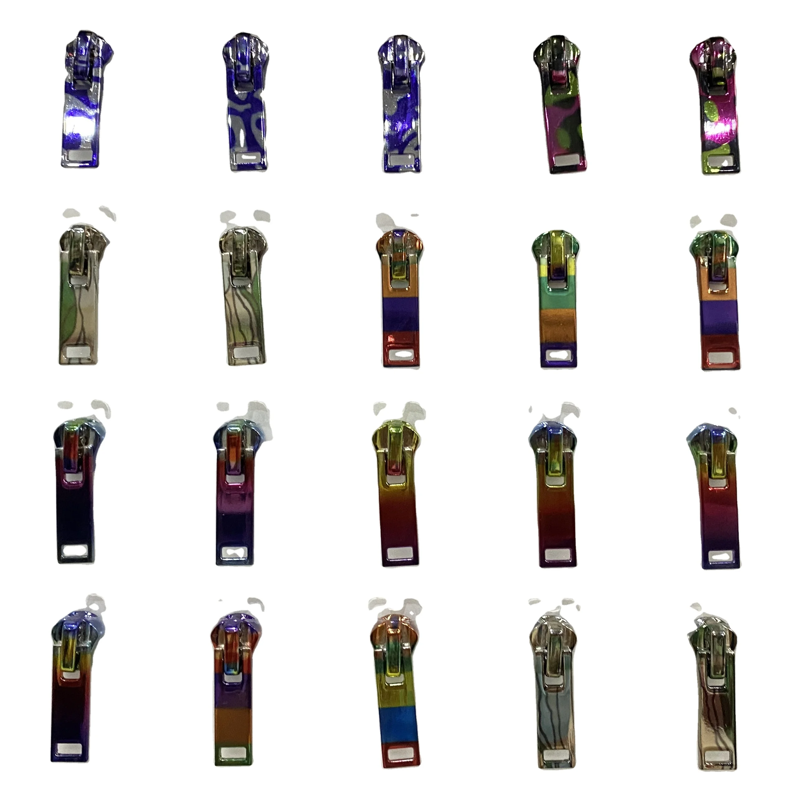 Wholesale Fancy Metal Zipper Slider Design Custom Logo Rainbow Zipper Puller For Garment