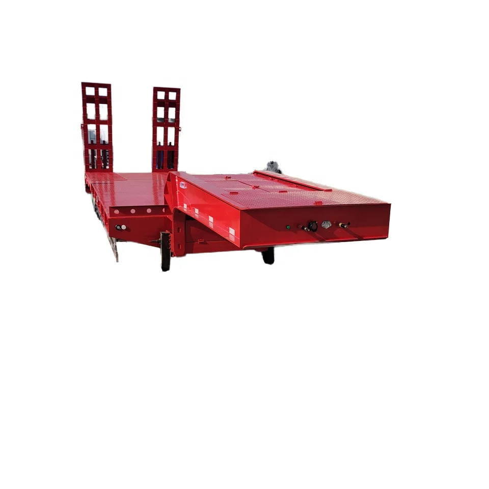 High Quality 3 Axles 80t Lowbed Lowboy Low Flatbed Loader Drop Deck Trailer For Sale