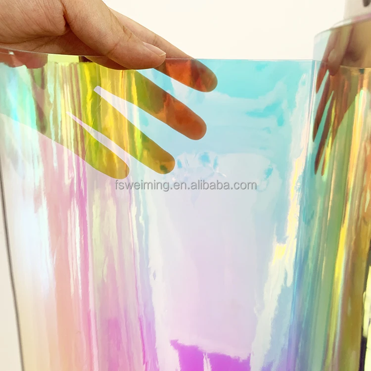 Transparent PVC Dichroic Iridescent Film Roll For Cosmetic Bags