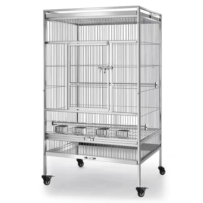 Stainless Steel 304 Luxury Breeding Birdcage Large Grey Parrot Cage with Dedicated Stands for Birds and Pets