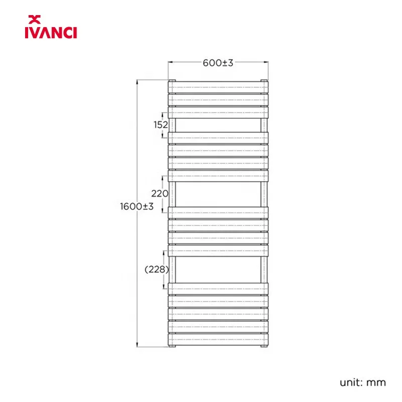 IVANCI 1600*600mm White electric heating bathroom towel radiator warmer with thermostatic controller