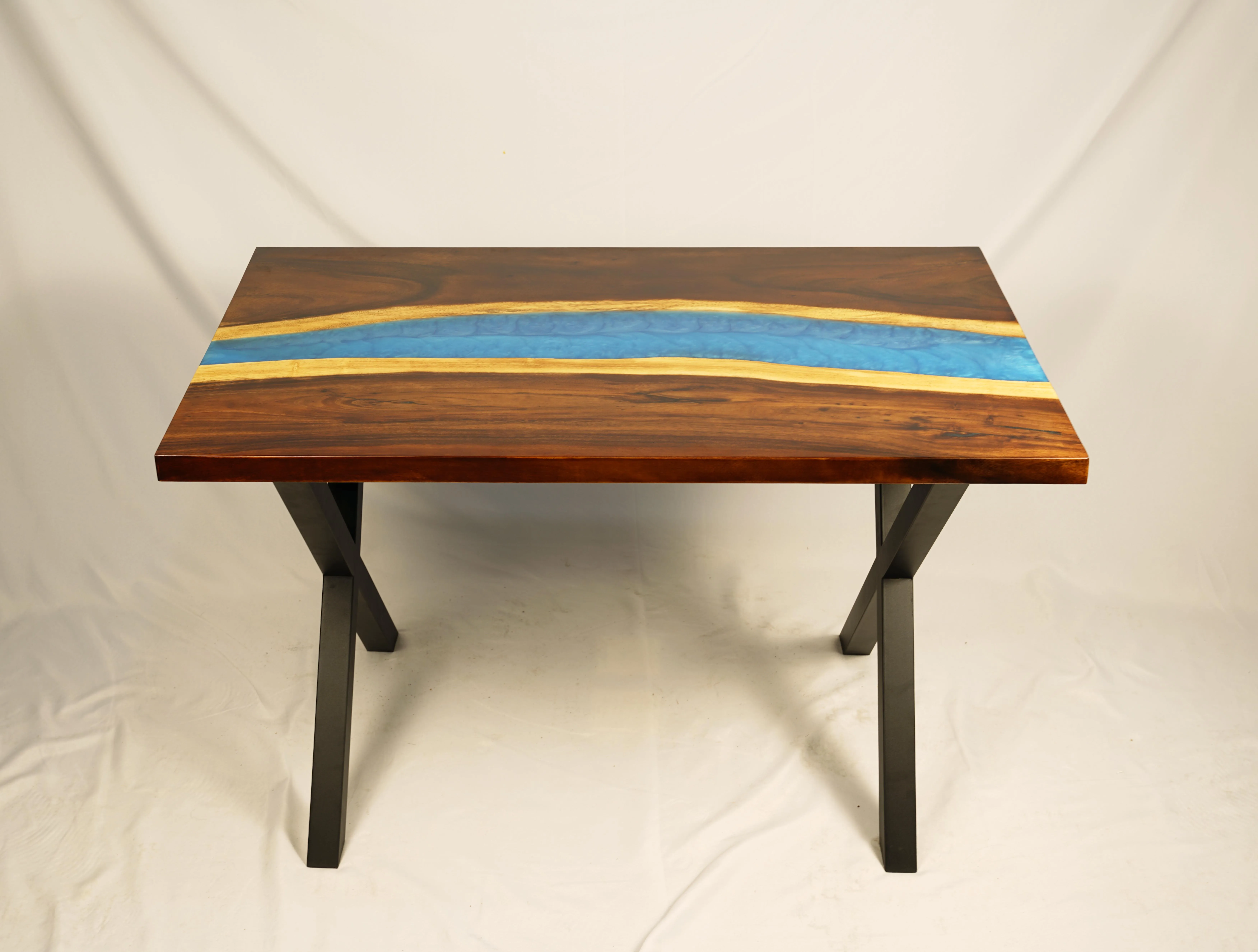 Epoxy resin solid wood Mosaic map river coffee table epoxy resin dining table