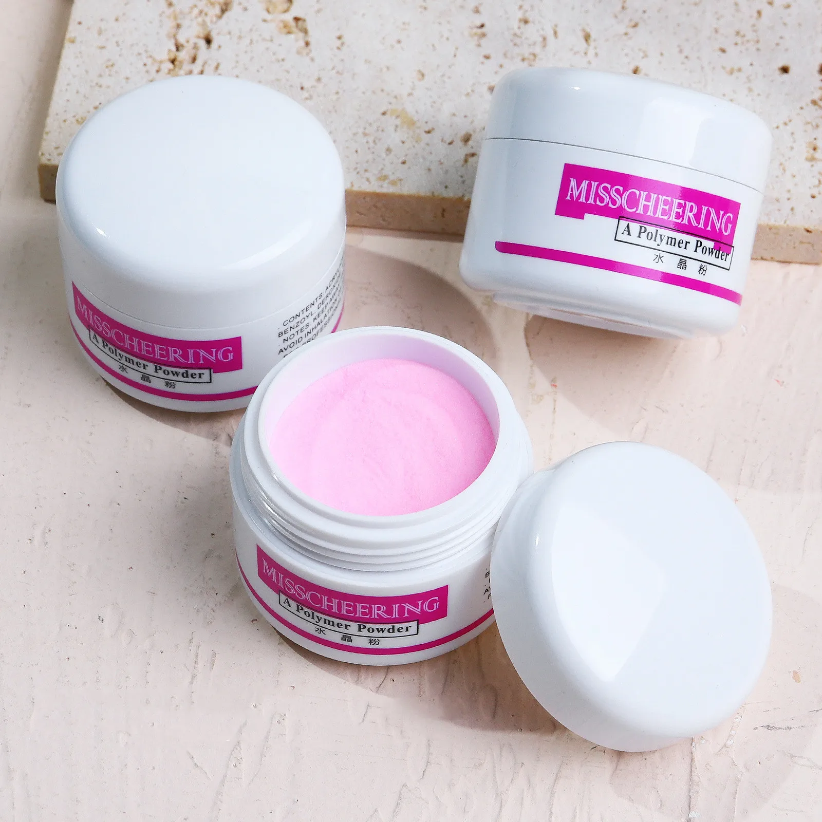 Wholesale 3 Color Nail Nude Pink Powder Carved Clear White Crystal Glitter For Nail Acrylic Powder