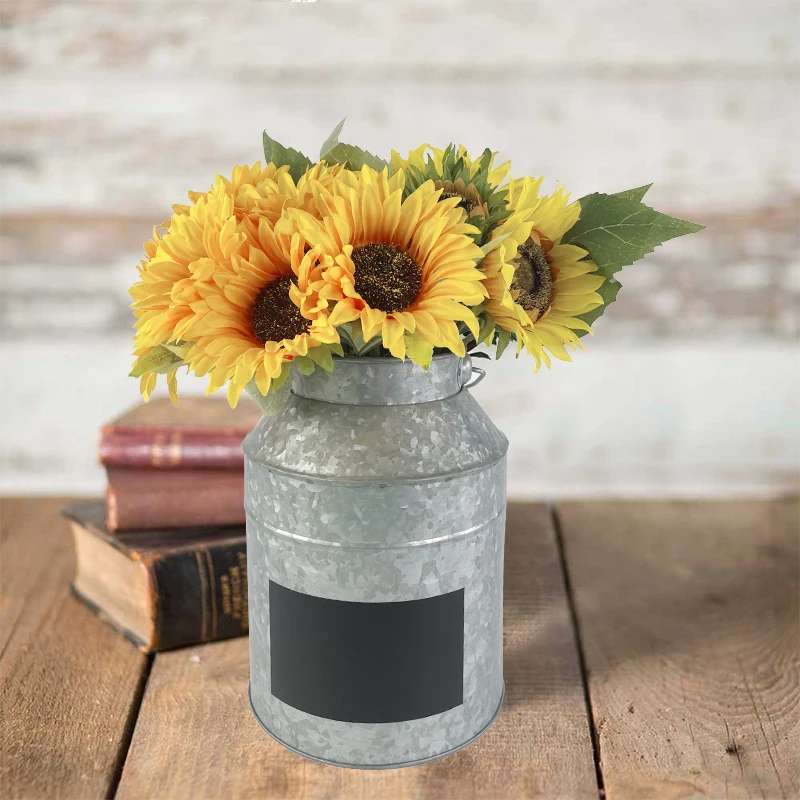 Cheap Custom Galvanized Milk Can Vase Nordic Bucket Flower Vase for Farmhouse Garden Home