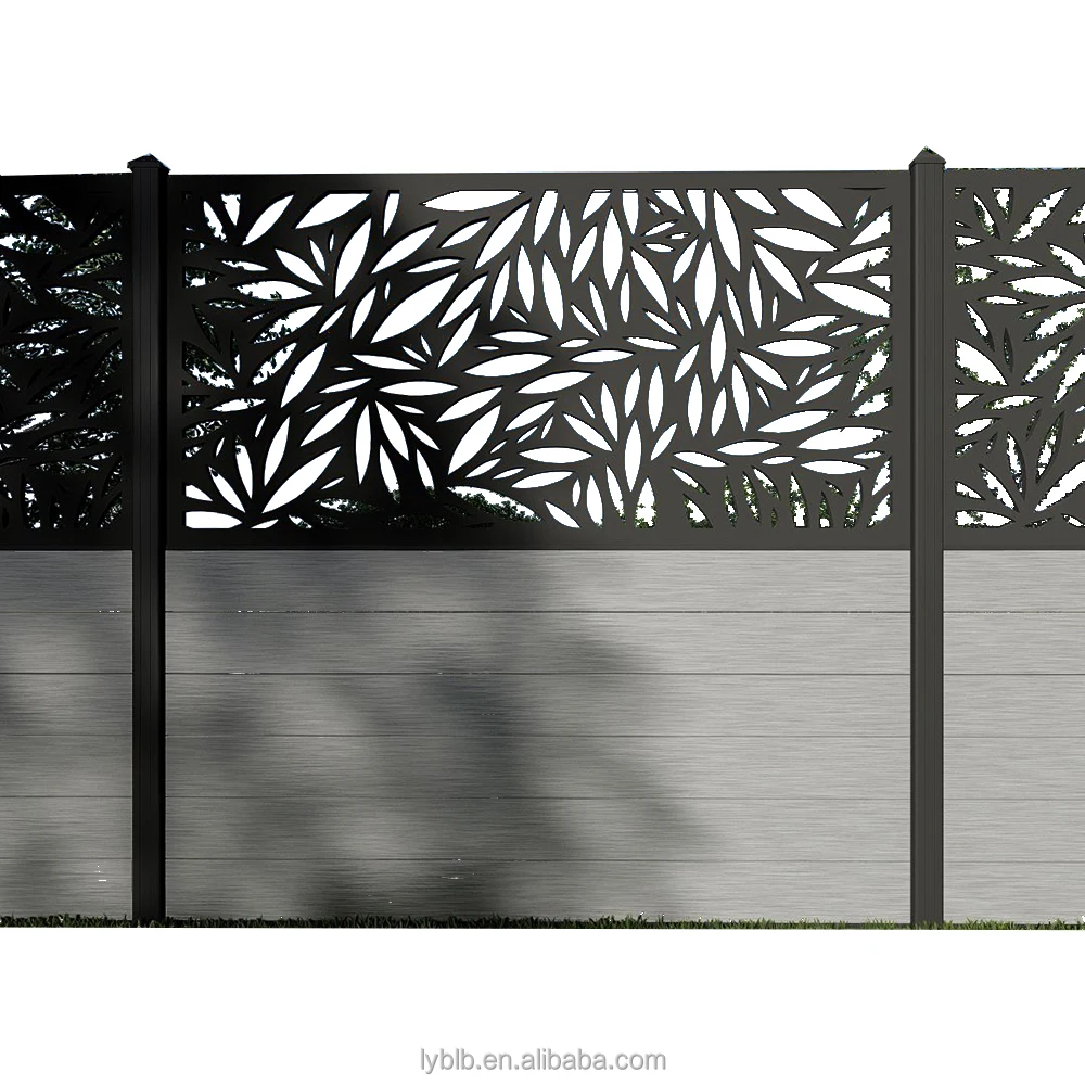 4x4 8ft 10 Ft WPC Composite Fence Post with Base Plate Solar LED Lights Black Aluminum Deck Railing Wooden Cap Welded Technique