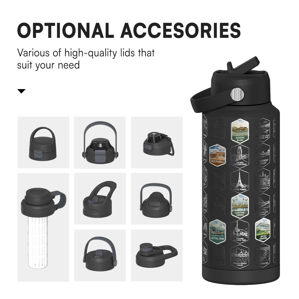 Wholesale Insulated DOuble Wall Stainless Steel Water Bottle with Laser Engraving National Parks