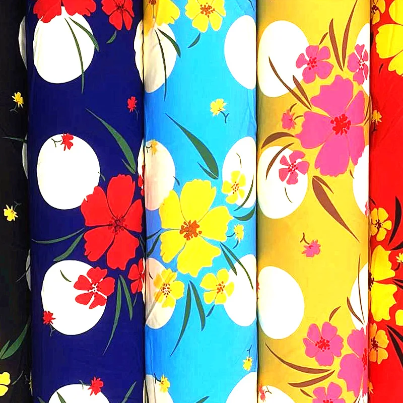 Woven 100% Polyester Fabric Satin Silk Printed Fabric For Skirt