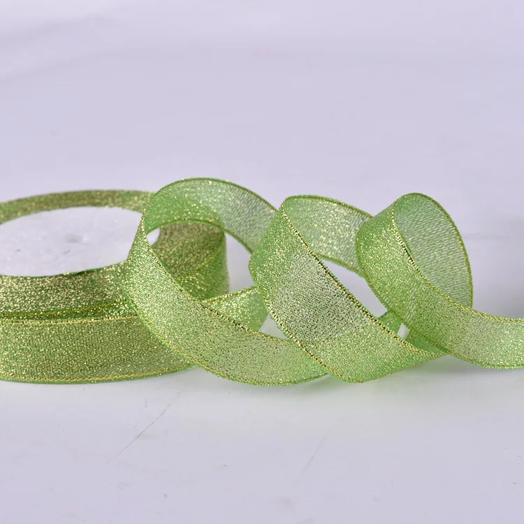 different types silver gold colored organza metallic glitter ribbon for jewelry box