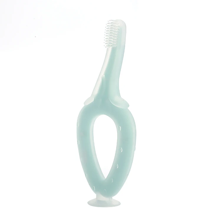 
100% Food Grade Soft Handle Flexible Silicone Rubber Teether Infant Training Baby Toothbrush 
