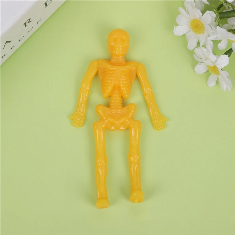 2024 Wholesale Halloween Stretchy Skull Toys Colorful Tpr Skeleton Stress Relief Stretchy Sticky Stretchy Toys For Party