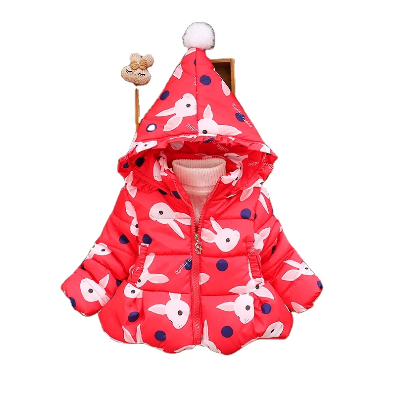 New Fashion Animal Print Baby Girls Coat Thicken Jackets For Kids Warm Girls Cotton Coat Outerwear