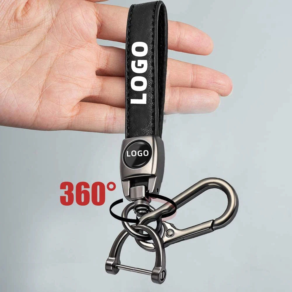 Car Accessory  Leather Car Keychain Replacement with Logo  Car Logo Keychain Key ring for Man and Woman