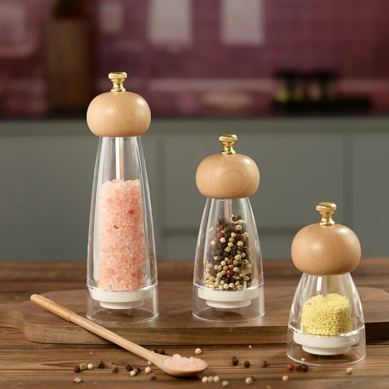 Factory Price Acrylic Pepper Grinder Salt Shakers Pepper Mill Adjustable For Pepper, Himalayan Salt