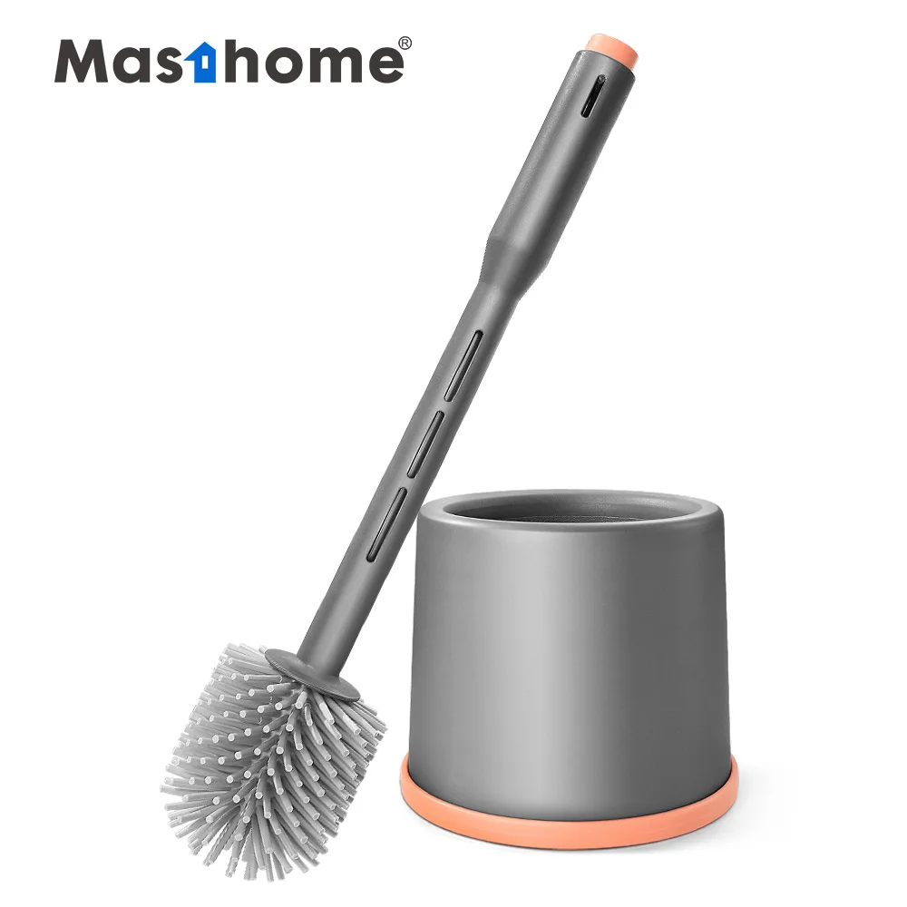 Masthome Factory Price Bathroom Toilet Brush And Holder Set TPR Toilet Brush With Soap Dispenser