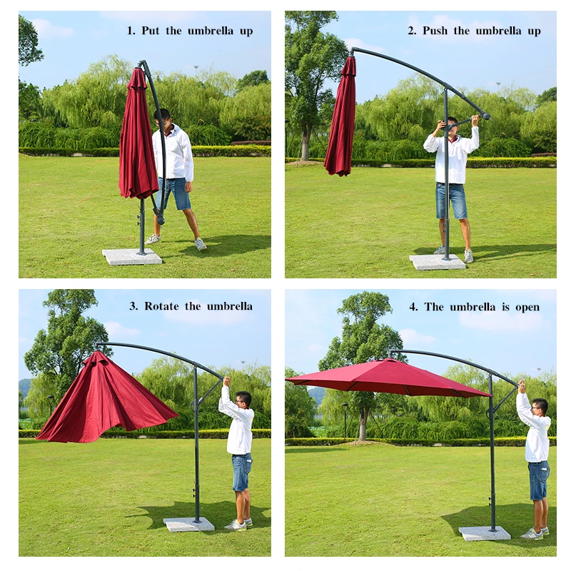 Hanging Banana Waterproof Cantilever Garden Beach Patio Sun Canvas Parasol Iron Outdoor Restaurant Umbrella