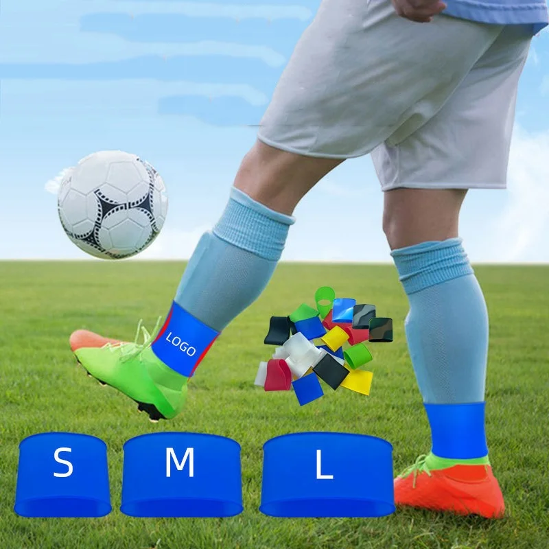 anti-slip durable solid color high elastic silicone soccer shin guard stay band silica gel football shinguard pad strap tape