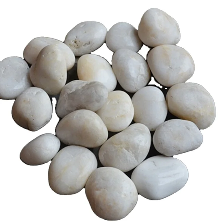 Floor decorative natural landscaping stone polished pebble white stone  for sales