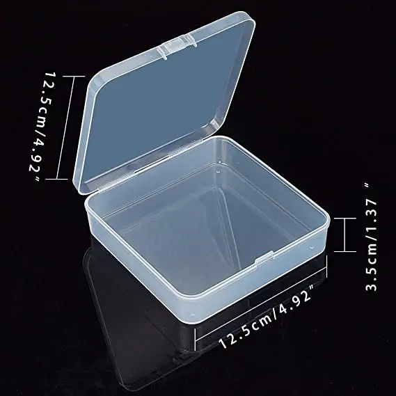 Multiple sizes Square Plastic Transparent Container Tool Box with Lids for Small Product