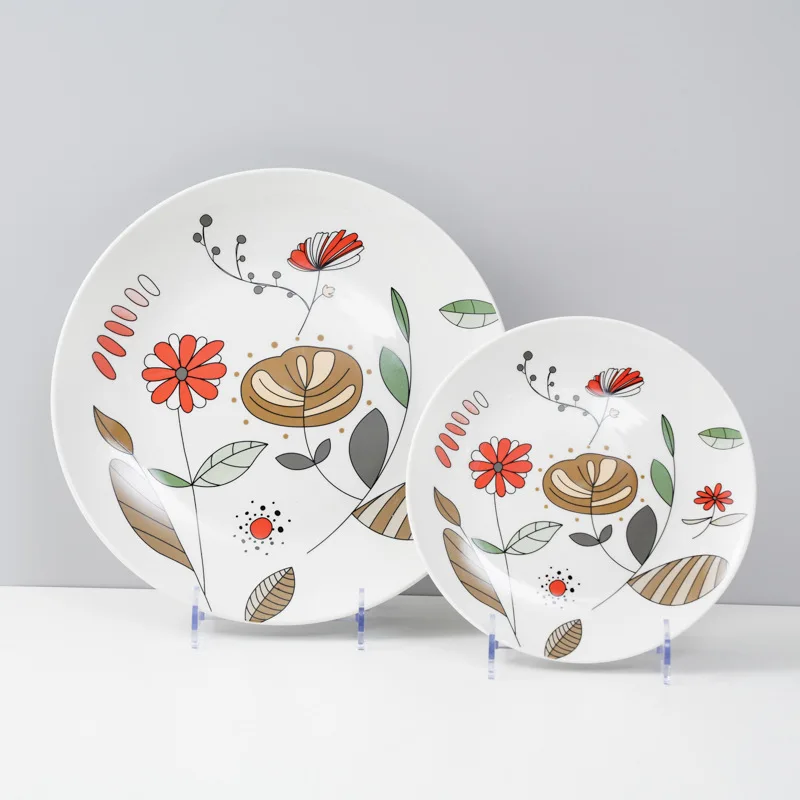 Ceramic Small Film Decorative Paper Tableware suit 16-piece Set Household Western Food Plate Steak Rice Bowl Soup