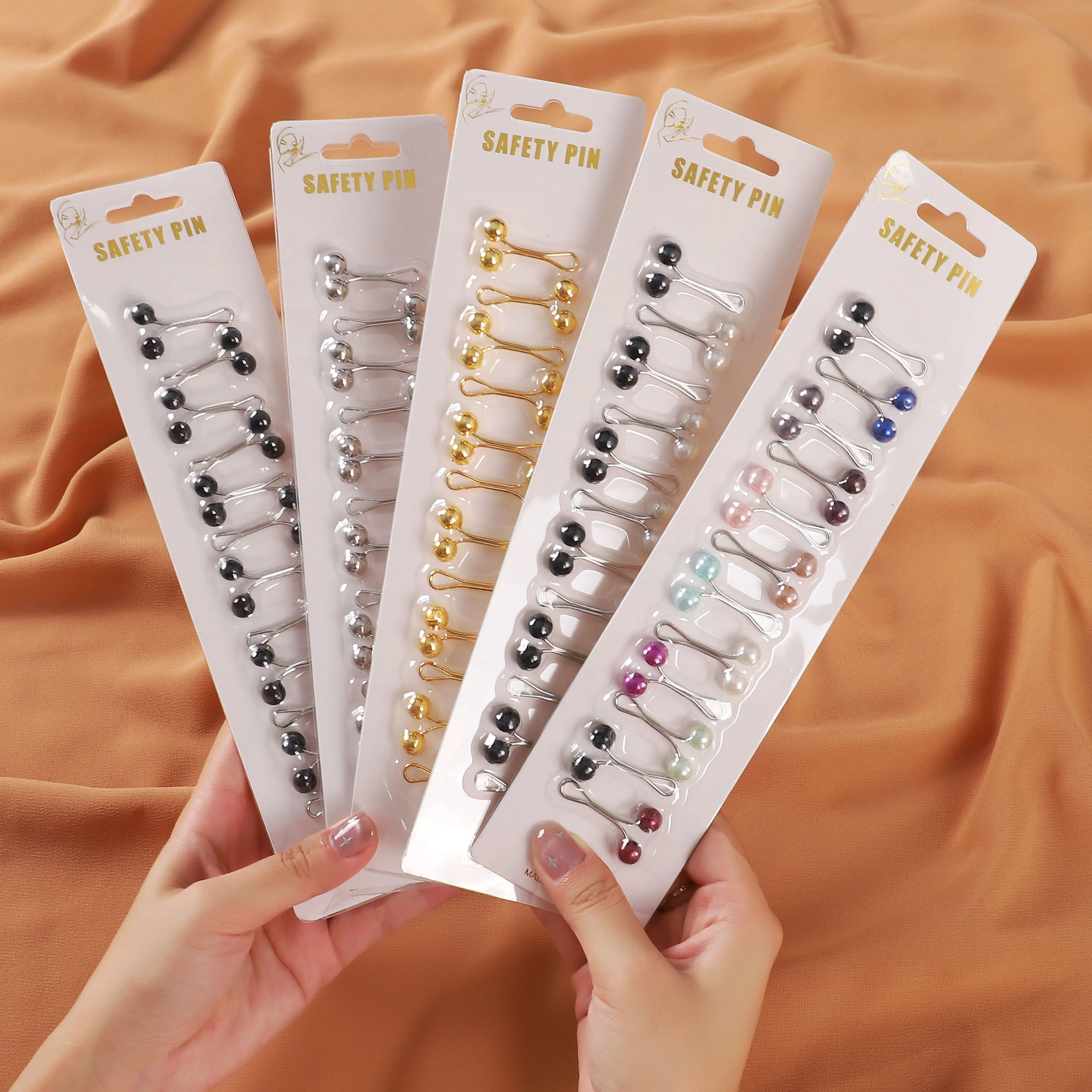 New Hot Brooch Seamless Muslim Lady Islamic Solid Color 12pcs/bag Transparent Colorful Hijab Scarf Clip Pins Women U Shaped Pins