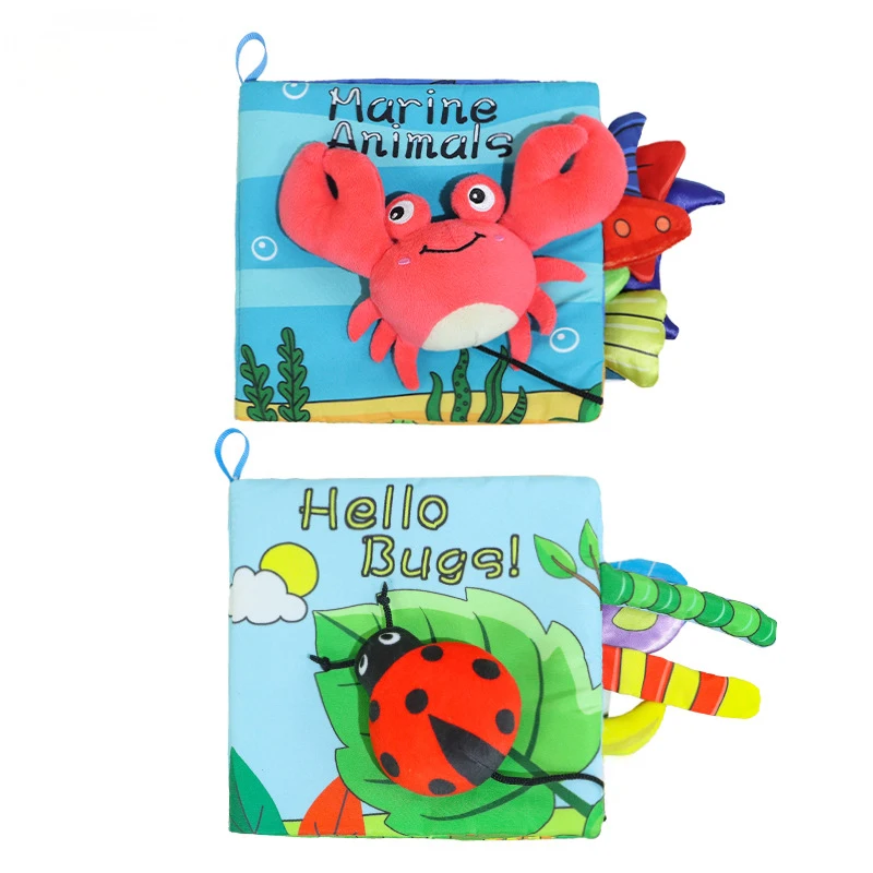 Custom Baby Early Education Book Fabric Tail Animal Soft  Book Tear Not Broken Early Puzzle Cloth Book For Baby Toy Wholesale
