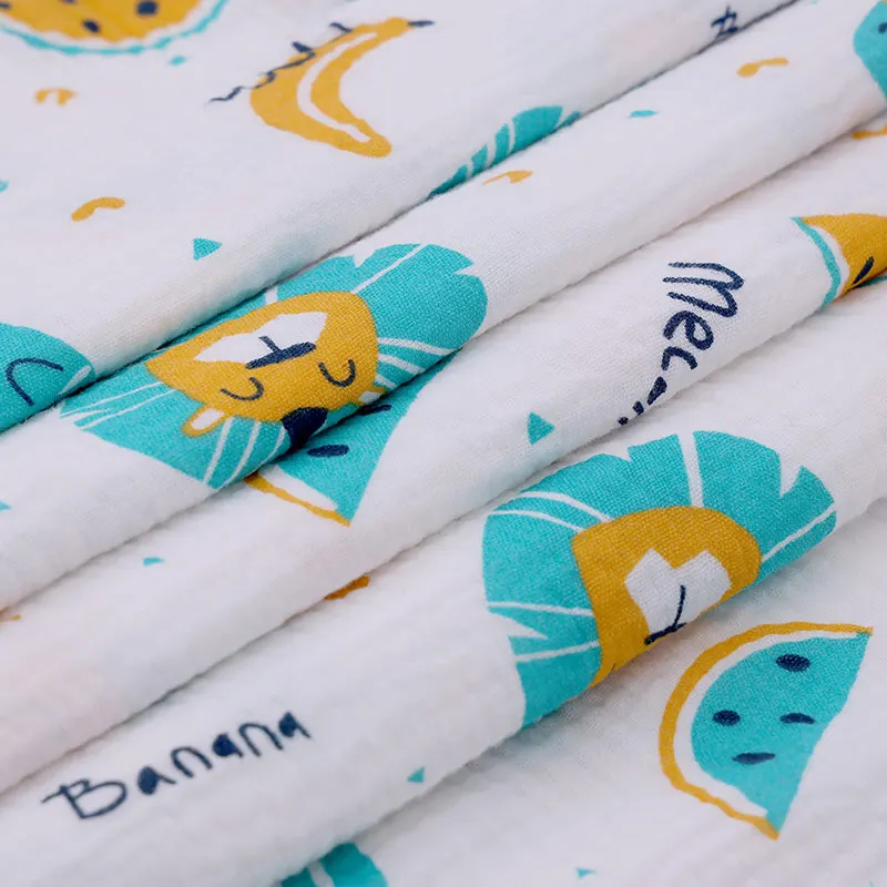 Hot sales Soft double layer 100%cotton 110gsm Woven Print Natural Colored for shirt baby blanket pajamas garment fabric